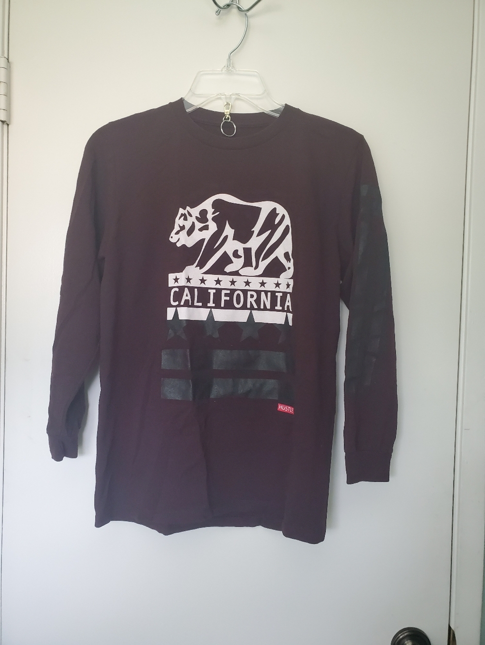 Hustle Avenue Men's California. Spellout and Bear Long Sleeve T-Shirt Sz L Y2K